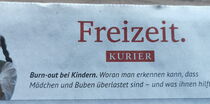 Zeitungsausschnitt Kurier: Burnout bei Kindern